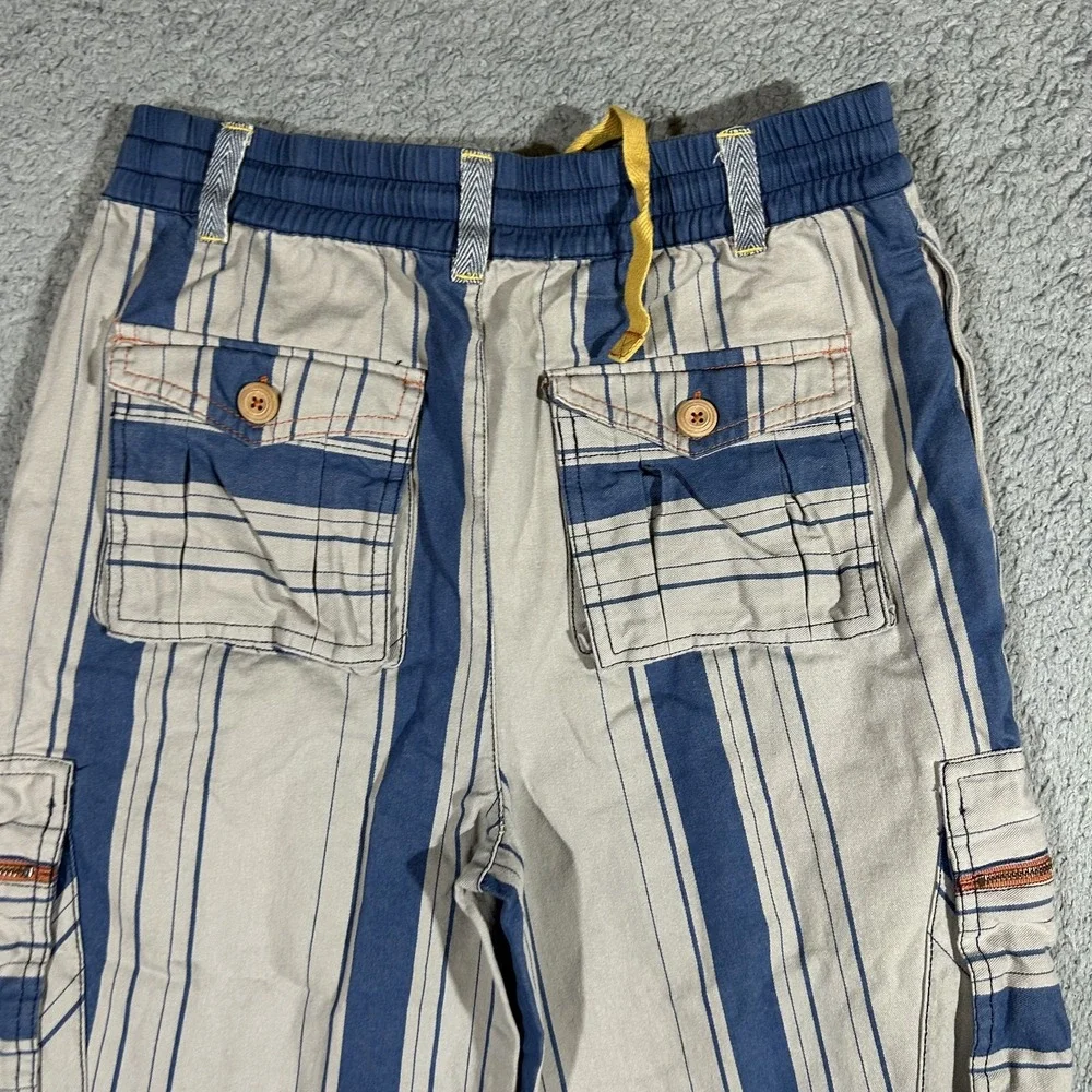 Matilda Jane x Joanna Gaines Little Rascal Blue Striped Cargo Pants Sz 12 #3625